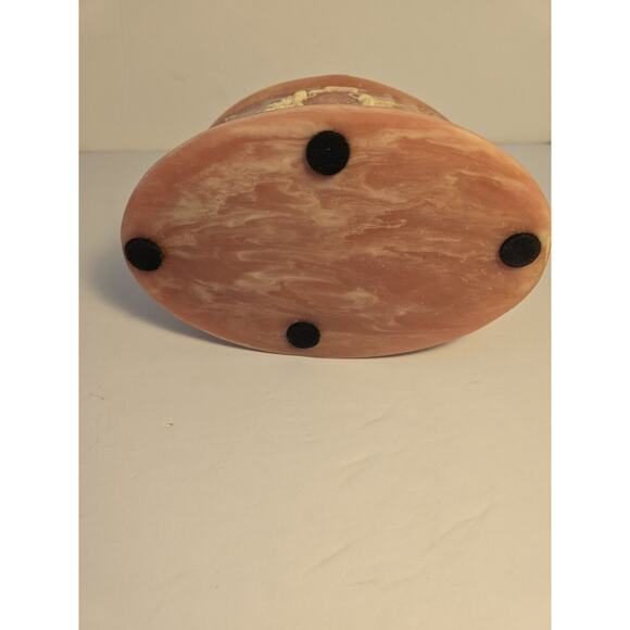 Vintage Genuine Incolay Stone Pink Trinket Dish Box - Picture 8 of 8